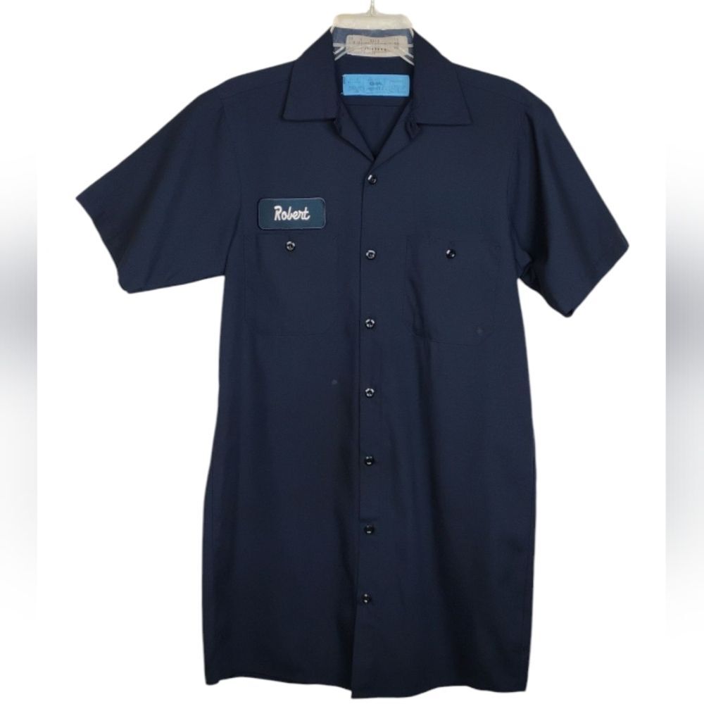 Robert Patch Work Shirt Short Sleeve Button Up Cintas Size Small Stains